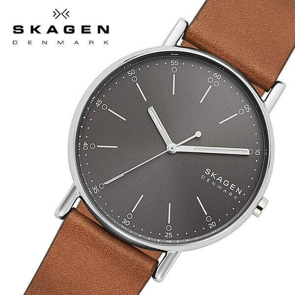 日本産 Skagen Sugnatur 腕時計 メンズ レザーベルト ブラウン お洒落 人気 シンプル Skw6578 進化版