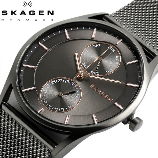 スカーゲン Skagen Holst メンズ 人気ブレゼント マルチファンクション 腕時計 クオーツ メッシュベルト ミ ステンレス 5気圧防水 曜日 カレンダー 日付