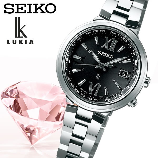 Seiko 期間限定送料無料 Lukia セイコー ルキア ソーラー電波 腕時計 カレンダー Svv019 10気圧防水 ブラックメタル ワールドタイム レディース