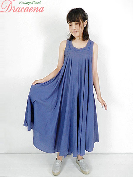 新入荷 古着 ワンピース 70s Nataraj 刺しゅう 紐フリンジ タック ナチュラル インド綿 ロング ワンピース M 古着 Lovemesomegadgets Com