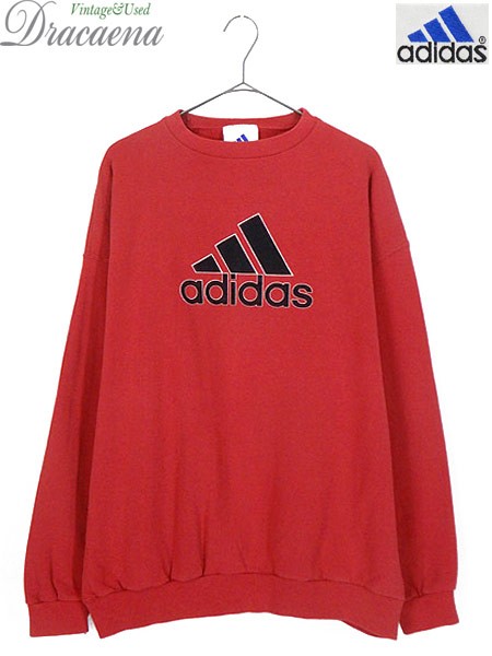 即発送可能 古着 スウェット 90s Usa製 Adidas アディダス ロゴ フロッキー プリント スウェット トレーナー 赤 L 古着 日本全国送料無料 Www Iacymperu Org