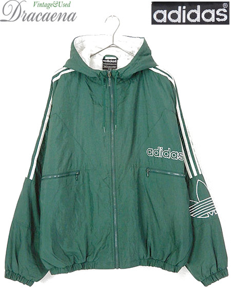 古着 ジャケット 90s Adidas Big トレフォイル 中綿 フーディ ジャケット パーカー 緑 L 古着の通販はau Wowma ワウマ 古着屋ドラセナ 商品ロットナンバー