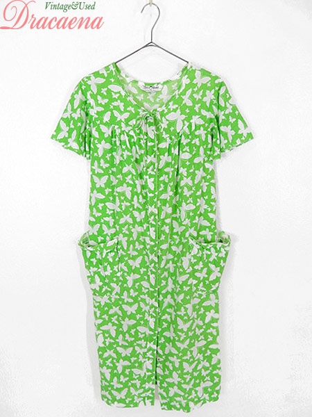 シニアファッション 古着 レディース ワンピース 60 70s 蝶々柄 総柄 首元リボン ミドル丈 半袖 ドレス 古着 新作saleセール30 Off Farmerscentre Com Ng