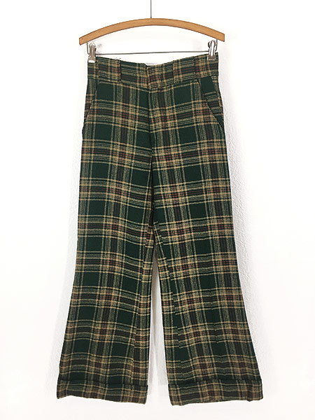 古着 レディース パンツ グリーン系 チェック カジュアル ノータック フレア ウール パンツ L位 古着の通販はau Pay マーケット 古着屋ドラセナ 商品ロットナンバー