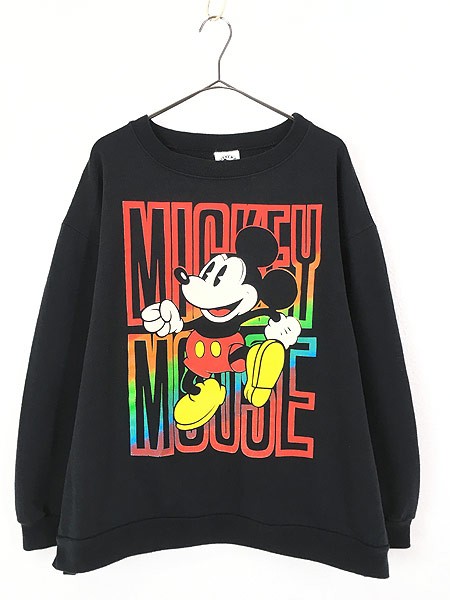 古着 90s Disney Mickey Mouse ミッキー 高品質 Xl位 スウェット トレーナー キャラクター レインボー