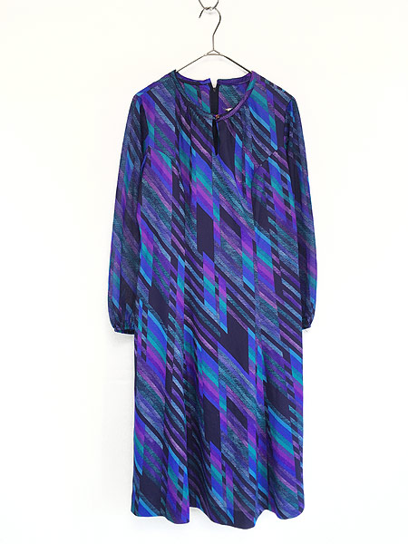 期間限定セール レディース 古着 80s Usa製 Three R S サイケデリック 総柄 長袖 ロング丈 ワンピース ドレス 16 1 2 古着 人気第6位 Centrodeladultomayor Com Uy