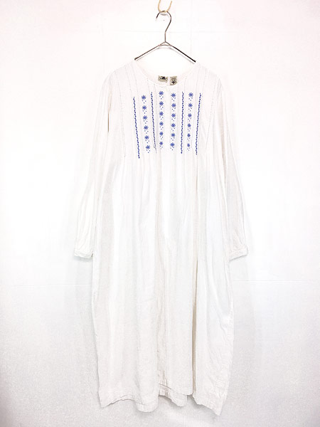 待望の再販 レディース 古着 Llbean ビーン ナチュラル コットン ピンタック 結晶柄 長袖 ワンピース ロング丈 Xl 古着 激安の Btygravelmart Ca