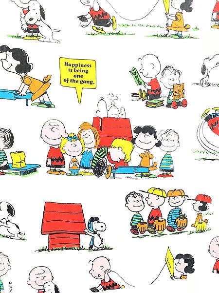 日本最大級 雑貨 古着 70s Usa製 Snoopy スヌーピーと仲間たち キャラクター ベッドシーツ カバー Twin 古着 日本正規品 Miksport Pl