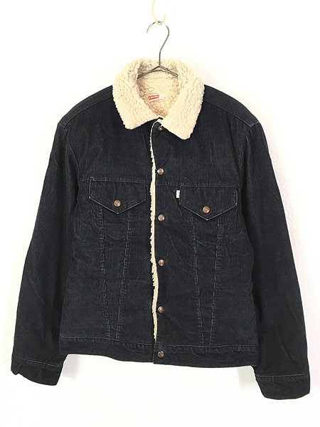 古着 70s Levi's 70505 3rdタイプ コーデュロイ ボア ジャケット Gジャン 紺 M 古着