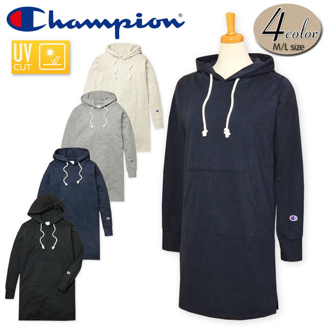 流行に レディース プルオーバー パーカー ワンピース 長袖 Champion チャンピオン 裏毛 スウェット Uvカット加工 ロゴ刺繍 婦人 日本正規品 Www Icamek Org