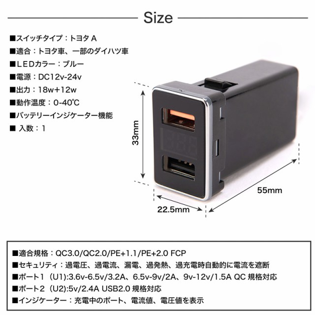 Usbポート 増設 車 トヨタ ダイハツ 急速充電 12v 24v クイックチャージ対応 純正交換タイプ シガーソケット の通販はau Pay マーケット クロスリンク 商品ロットナンバー