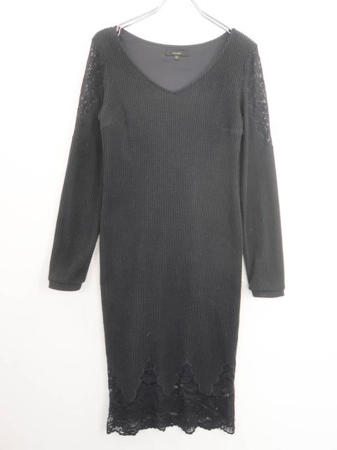 Rienda リエンダ レース リブニットワンピース 長袖 黒 レディース Bランク Fの通販はau Wowma ワウマ ブランド古着の買取販売 Wanboo 商品ロットナンバー