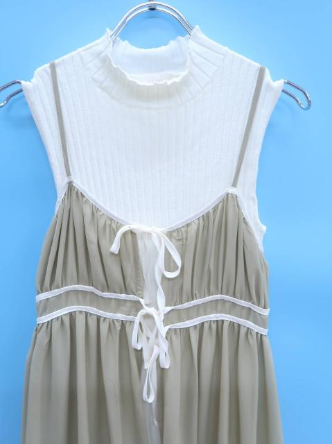 ロングセラー Eimy Istoire 21 バイカラーシフォンドッキングニットワンピース ノースリーブ 白 緑 レディース Aランク F 委託倉庫から出荷 ランキング入賞商品 Carlavista Com