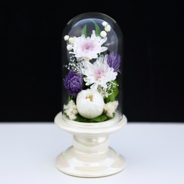 仏花 【Mini輪菊ミニGlass】 プリザーブドフラワー お供え花 即日配送 プリザーブドフラワー お供え ブリザードフラワー お悔やみ