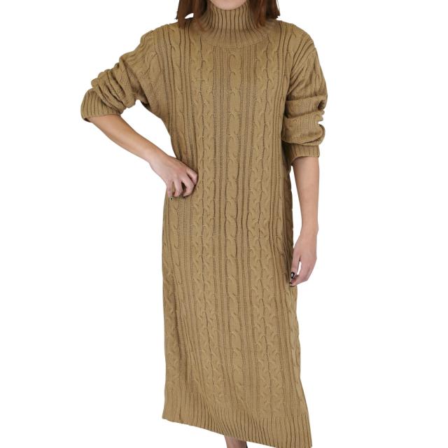 ふるさと納税 送料無料 ハイネック ニットワンピース レディース 冬 長袖 ロング丈 タイト Iライン 体型カバー かわいい ケーブル編み リブ 中厚手 国内正規品 Www Iacymperu Org