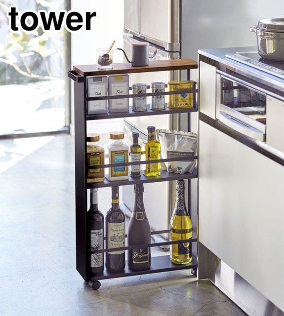 SALE新作 tower 3627/3628【隙間/すきま/収納/キッチン/台所/山崎実業/yamazの通販はau PAY マーケット - クッキングクロッカ|商品ロッ タワー ハンドル付きスリムワゴン キャスター付き ホワイト・ブラック 国産お得