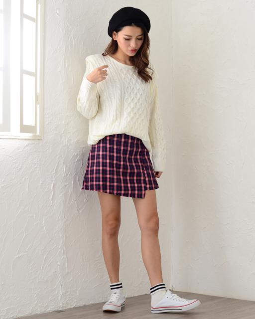 チェック柄ショート丈スカート ボトムス ミニ丈 ボトムス チェック柄 デート服 シンプル かわいい レディース 新作の通販はau Wowma ワウマ Milky Way 商品ロットナンバー