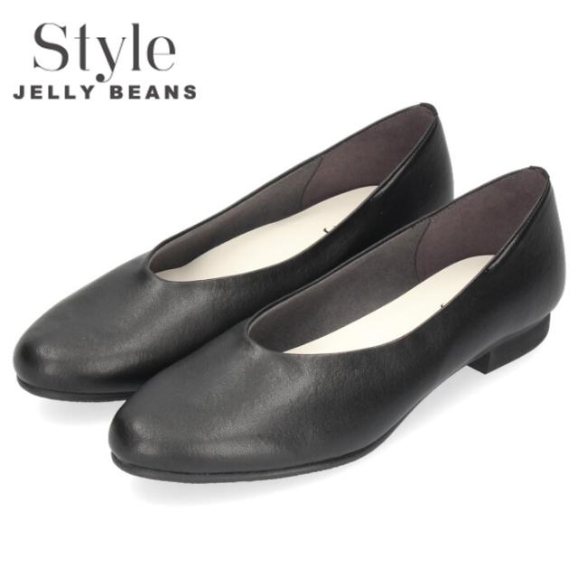 STYLE JELLY BEANS ジェリービーンズ パンプス 黒 ローヒール フラットヒール 2270 ブラック ラウンドトゥ プレーン クレープラバーソー STYLE JELLY BEANS ジェリービーンズ パンプス 黒 ローヒール フラットヒール 2270 ブラック ラウンドトゥ プレーン クレープラバーソー