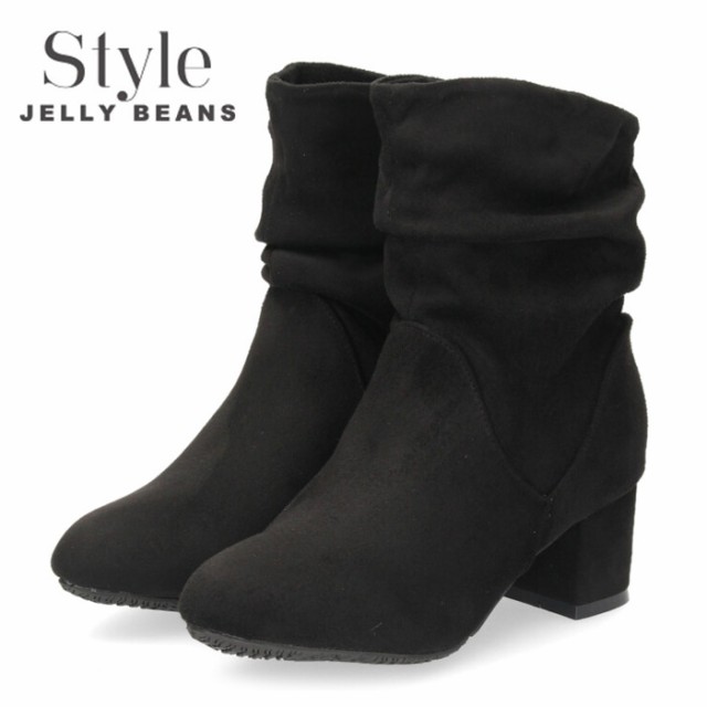 直営店限定 Style Jelly Beans ジェリービーンズ ブーツ 117 ブラック 黒 スエード ショートブーツ ミドルブーツ ルーズ ヒール レディース 靴 数量限定 Www Iacymperu Org