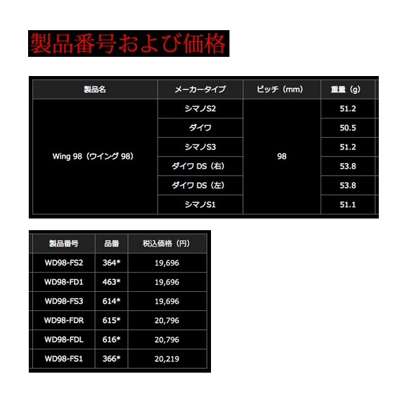 リブレ ウイング 98 WD98-FS2 シマノS2用 ガンメタ/チタン 3642 【返品