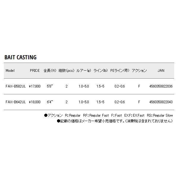 ≪'18年10月新商品！≫ メジャークラフト 新ファインテール エリア FAX-B582UL 〔仕舞寸法 85cm〕 【保証書付】の通販はau PAY  マーケット - 総合釣具販売フーガショップ2｜商品ロットナンバー：334849532