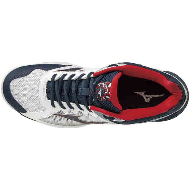 シューズケ⇗ ミズノ V1GA184014の通販はau PAY マーケット - Sportsman.jp Wowma!店｜商品ロットナンバー：295173817 バレーボール バレーボールシューズ ウエーブスーパーソニック ホワイト×ネイビー×レッド ーパーソニ