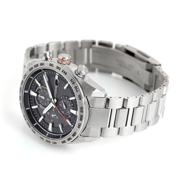 【あす着】シチズン アテッサ エコドライブ電波時計 チタン メンズ 腕時計 AT8181-63E CITIZEN アクトライン ブラックの通販