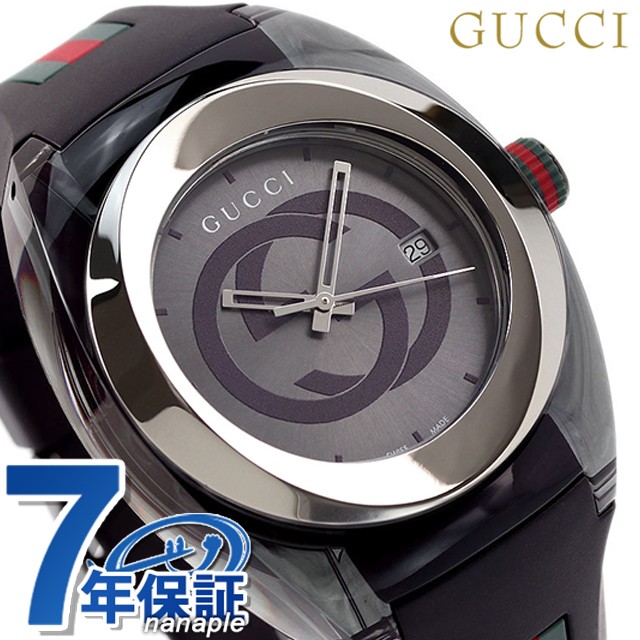 グッチ シンク 46mm クオーツ メンズ 腕時計 YA137116 GUCCI グレーシルバー×ブラック