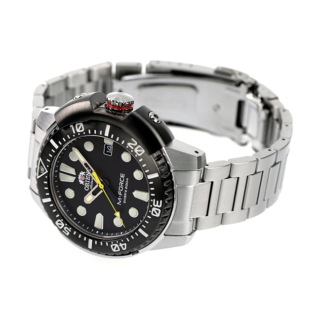 人気ブランドを あす着 オリエント 70周年 記念モデル スポーツ M Force 自動巻き メンズ 腕時計 Rn Ac0l01b Orient エムフォース ブラック 時計 黒 高級感 Olsonesq Com