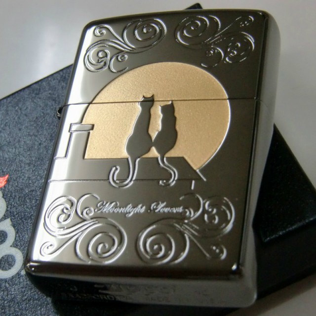 Zippo キャットムーン 満月 綺麗なジッポ かわいい 猫ジッポ ネコジッポ 人気 ムーンライト ジッポネコ