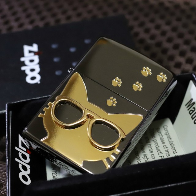 新しい到着 猫zippo グラサンキャット 鏡面ブラック ゴールド 黒 金 ジッポ ライター ブランド おすすめ 人気のジッポ プレゼント 可愛いジッポ 短納期対応 Gdpcambodia Org