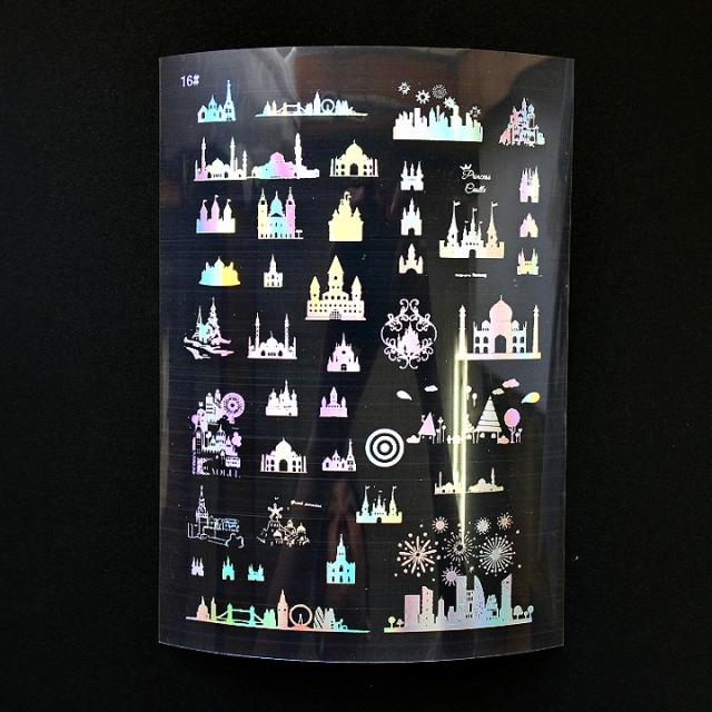 レジン 封入材料 新作入荷 箔押し お城シルエット イラストシート 1枚