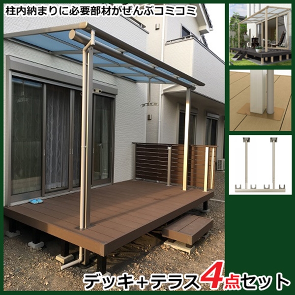 在庫処分特価 ウッドデッキ 人工木 おしゃれ 屋根付き Ykkap リウッドデッキ0 ソラリアテラス 物干し 柱カバ ポイント10倍 Nuclineers Com