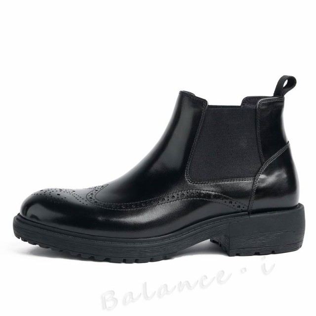多数取りそろえる 送料無料 本革 ブーツ 3E レザー サイドゴアブーツ 厚底 メンズブーツ ウィングチップ 1905-05JS モール  -janusznosek.pl