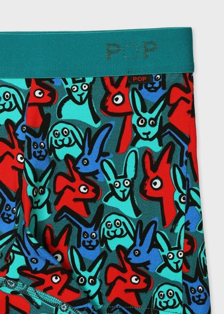 最高の ポールスミス ボクサーパンツ Hand Painted Bunnys プリント ブルー L Paul Smith 最新の激安 Centrodeladultomayor Com Uy