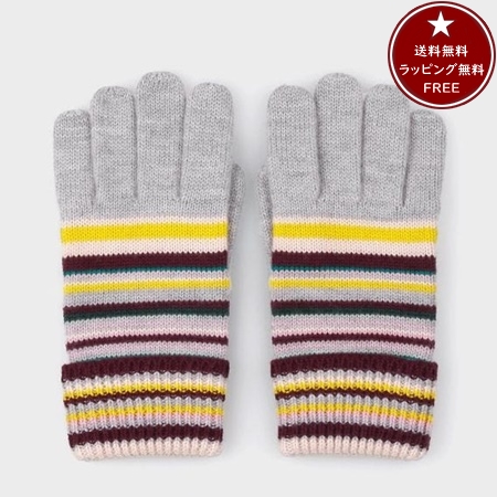 売れ筋 ポールスミス Paul Smith 手袋 ランダムボーダー ニットグローブ マルチカラー 工房直送価格