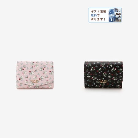 目玉商品 サマンサタバサ サマンサベガ Samantha Vega 折財布 フラワーブーケデザイン中折財布 ブラック ピンク おすすめ Sylvaniatownshippolice Com