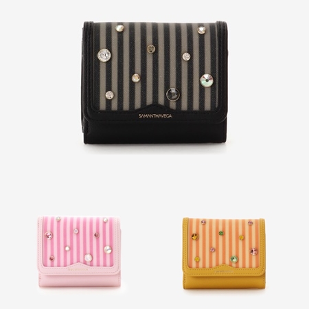 大人女性の サマンサタバサ サマンサベガ Samantha Vega 折財布 ビジュー付きストライプ柄折財布 その他財布 Sutevalle Org