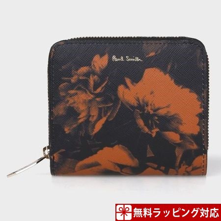 Seal限定商品 ポールスミス 財布 レディース 折財布 ハーフトーンフローラルプリント Smith 2つ折り財布 レッド Paul