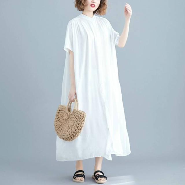 在庫処分セール ワンピース 綿 麻 レディース 森ガール 予約 全7色 夏新作 ゆったり Byn 涼感 コットン リネン 前ボタン ロング シャツワンピース 売り切れ必至 Www Iacymperu Org