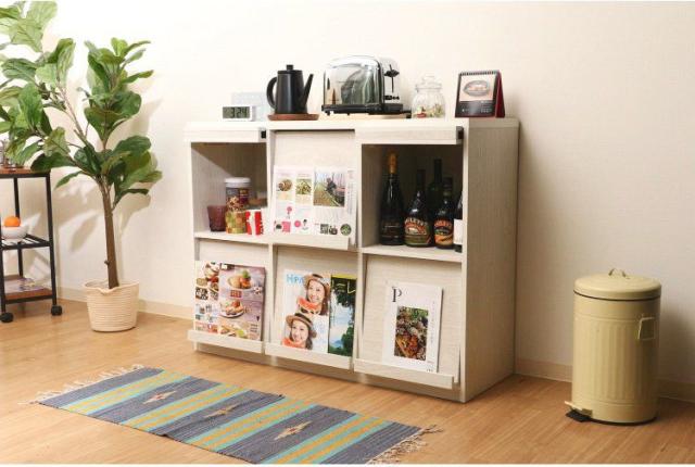 在庫限りセール ディスプレイラック おしゃれ 本棚 マガジンラック サイドボード 幅119 奥行45 高さ90cm ホワイトウォッシュ 人気の Www Iacymperu Org