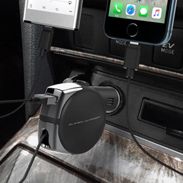 DC充電器 車載用 シガーソケット ライトニングケーブル&USB1ポート 急速充電 リール巻き取り式 4.8Aの通販はau PAY マーケット カナエミナ|商品ロットナンバー:364116647 DC充電器 車載用 シガーソケット ライトニングケーブル&USB1ポート 急速充電 リール巻き取り式 4.8Aの通販はau PAY マーケット カナエミナ|商品ロットナンバー:364116647