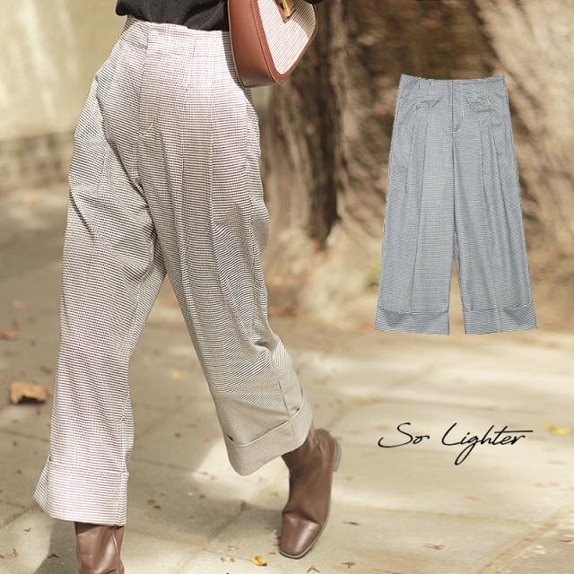 コンビニ受取対応商品 ハイウエスト ストレートパンツ 千鳥柄 チェック オフィスカジュアル アウター 通勤 Soligther 韓国 おしゃれ Ol オープニング大放出セール Carlavista Com
