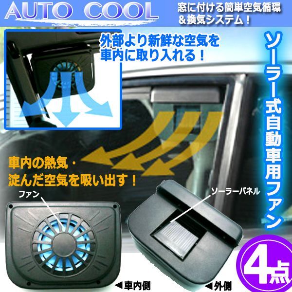 高知インター店 窓に付ける簡単空気循環 換気システム ソーラー式自動車用ファン 4点 密室 悪臭 体臭 クーラー エコロジー構造 新鮮な外部の空気 時間指定不可 Olsonesq Com