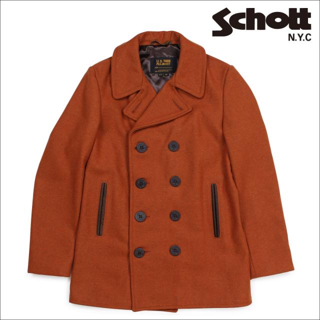 人気海外一番 ショット Schott ピーコート Pコート コート メンズ Peacoat ブラウン Heathered 762n Wool