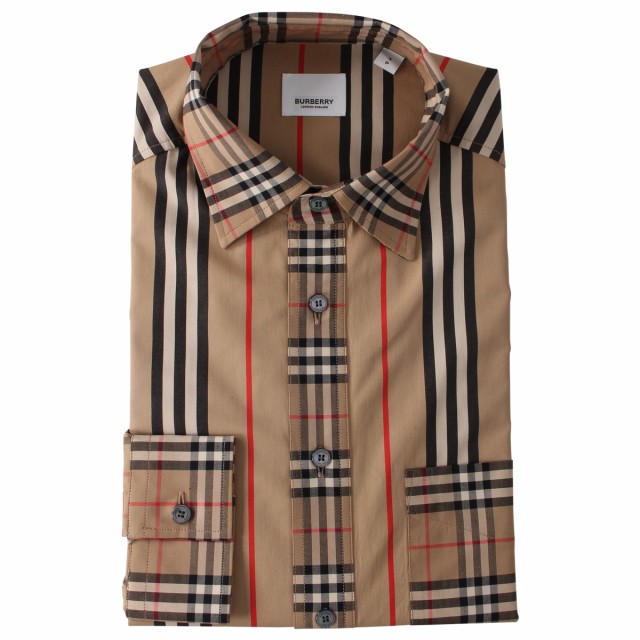 バーバリー Burberry シャツ 長袖 オックスフォードシャツ メンズ ベージュ 高額売筋 チェック ストライプ Shirts