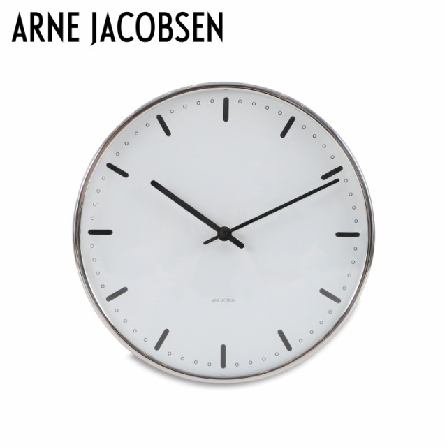 「特別コラボアイテム」 アルネ ヤコブセン Arne Jacobsen 掛け時計 壁掛け シティーホール ウォール クロック CITY HALL ホワイト 白 43641