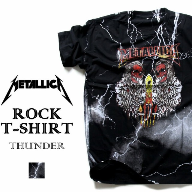 Metalilica メタリカ サンダーデザイン ロックtシャツ バンドtシャツ メンズ レディース パンク ロックファッション