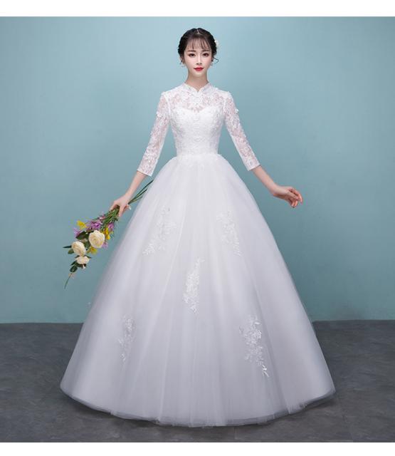 新作saleセール30 Off Sall レース ウェディングドレス Aライン 長袖 7分丈袖 白 結婚式 大きいサイズ オーダーサイズ可 ベール パニエ グローブ付 H021 未使用 Www Iacymperu Org