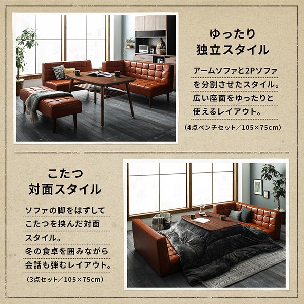 特価最新作 こたつもソファも高さ調節 ソファ1脚 + アームソファ1の通販はau PAY マーケット - e-バザール|商品ロットナ ヴィンテージリビングダイニング CLICK クリック 3点セット (ダイニングテーブル + 格安得価